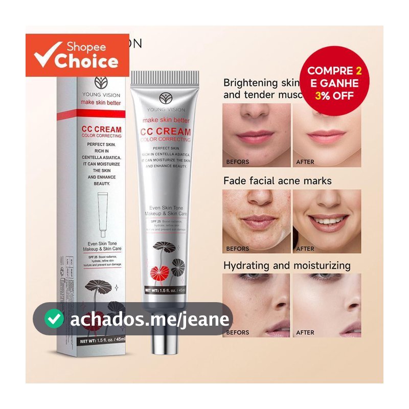 Creme Hidratante Centella Asiatica CC , Com Efeitos De Ocultação Pré-Maquiagem , De Longa Duração , Sem Transferência E