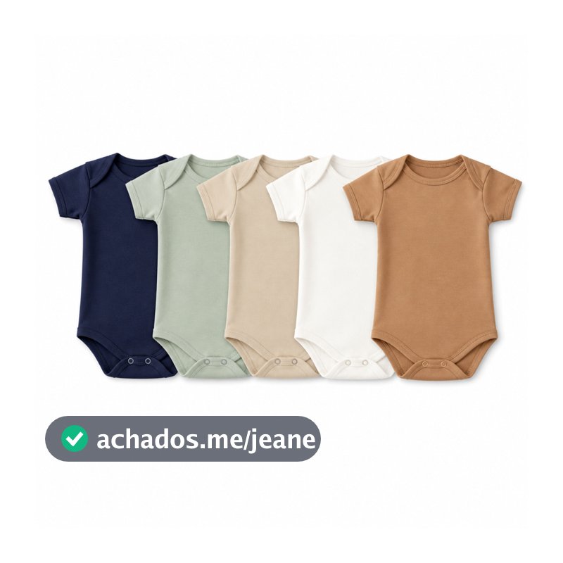 Kit com 5 Body de Bebê Menino 100% Algodão