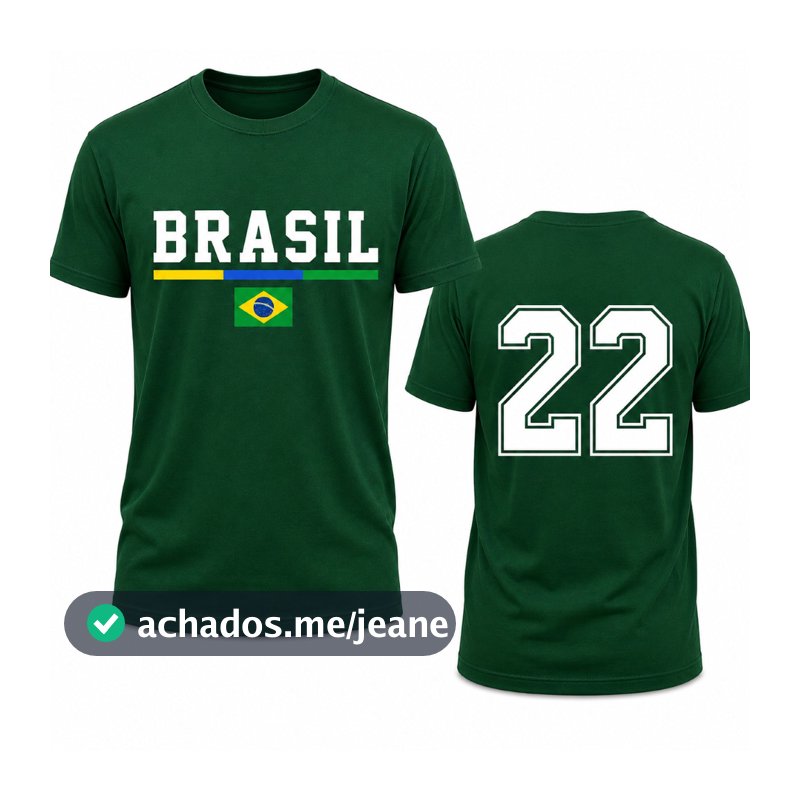 Camiseta Brasil Número 22 Unissex Em Algodão Confortável Com Estampa Frontal Brasil E Número Nas Costas Envio Rápido
