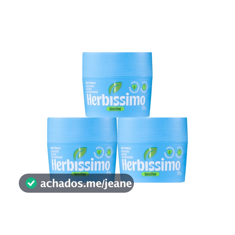 Kit Desodorante Em Creme Antitranspirante Herbíssimo Sensitive 55G (3 unidades)