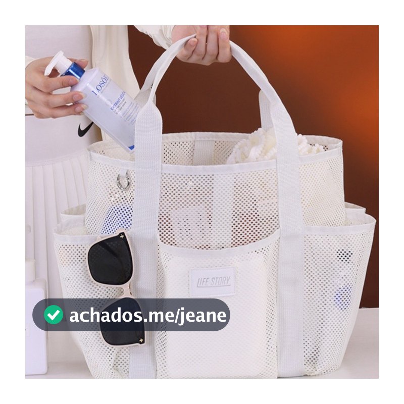 Bolsa de Ombro de Praia em Tela – Grande Capacidade, Várias Cores, Bolsos Externos