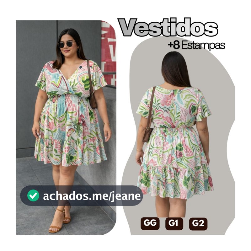 Vestido Plus Size Feminino Duas Marias Rodado Manga Curta
