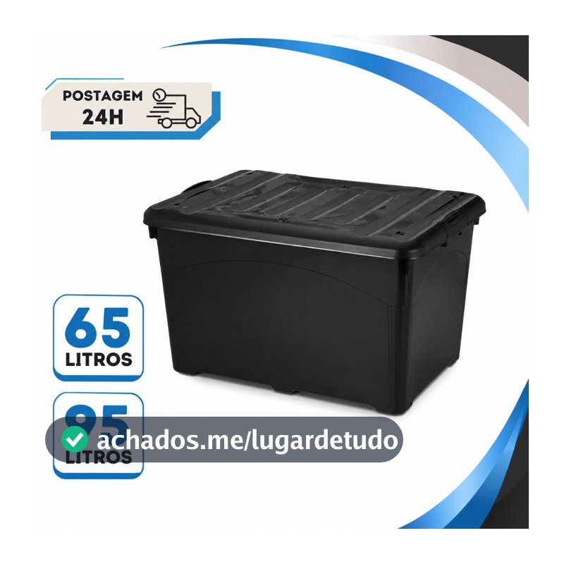 Caixas Organizadoras com Tampa 50 65 ou 95 Litros Caixa Resistente Multiuso Para Brinquedos