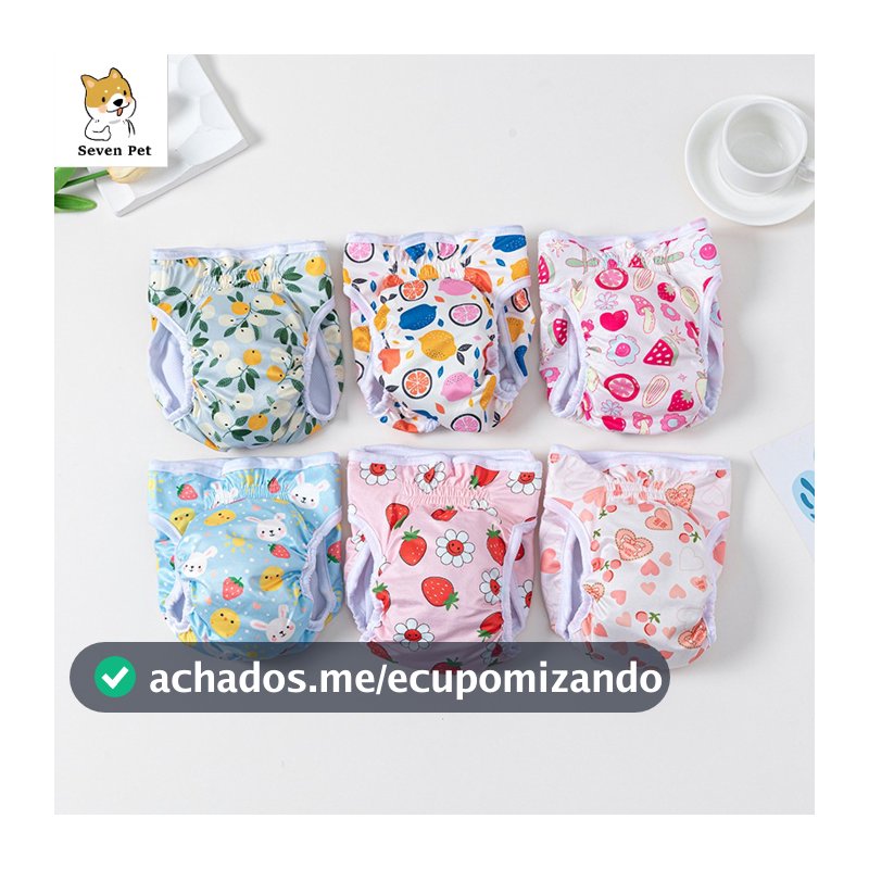 Calça Fisiológica Fofa Impressa Para Cachorro Fêmea Infantil Lavável
