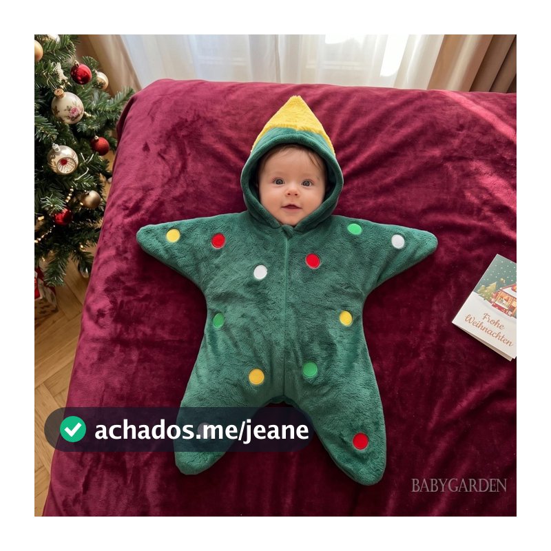 Bebê Recém-Nascido Árvore De Natal Traje Estrela Forma Saco De Dormir Capuz Macacão