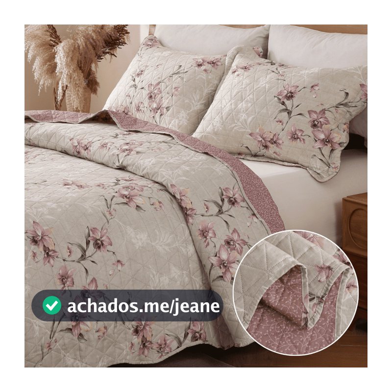 Kit Colcha Cobre Leito 3 Peças Itália Dupla Face  Aba Americana King Queen Casal Solteiro