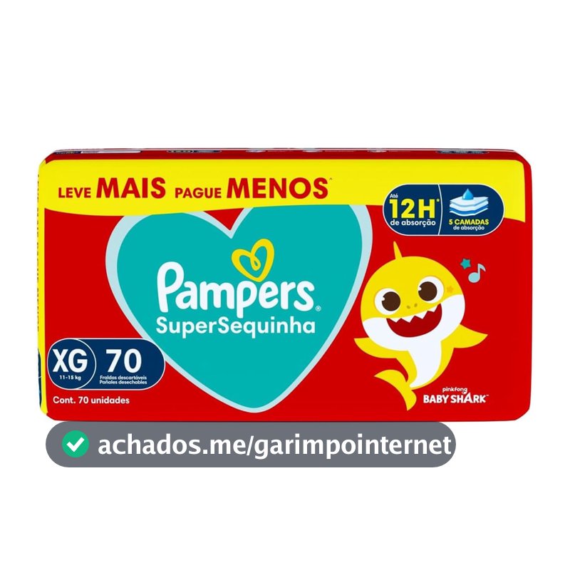Fralda Descartável Pampers Supersequinha Jumbo XG 70 Tiras