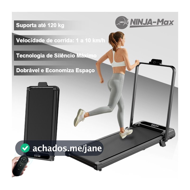NINJA-Max Esteira Elétrica Ergométrica Dobrável 10km/h - MOTOR 2.0HP SILENCIOSO - 127 220V Home Fitness