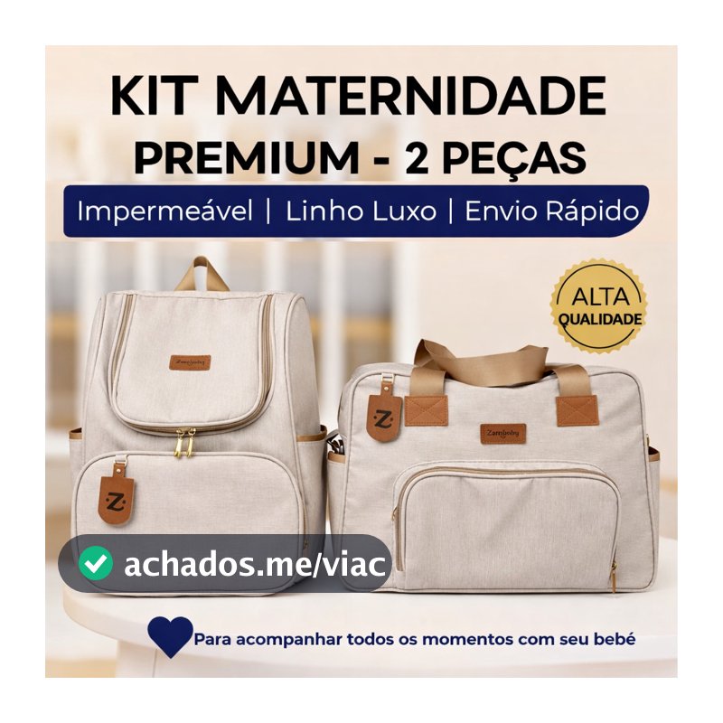 Kit Maternidade Mochila Bolsa Bebê 2 Peças Térmica Impermeável Linho Premium Luxo