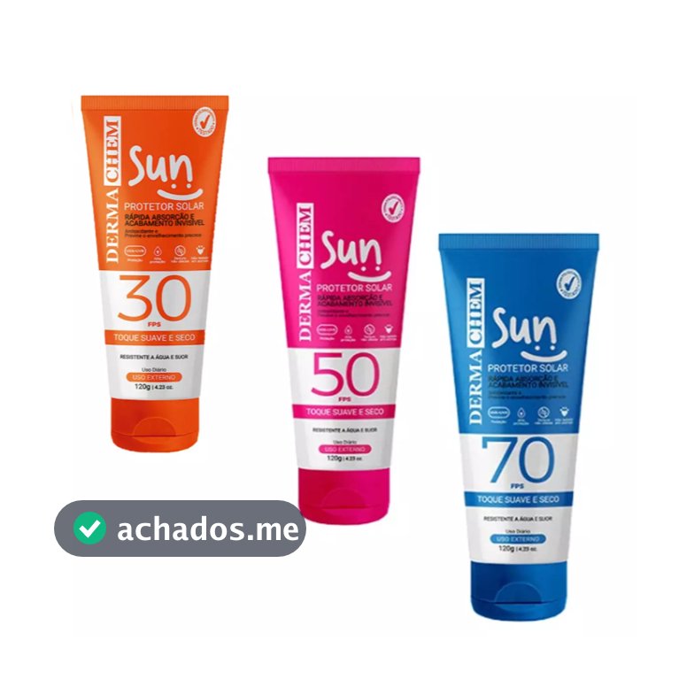 Dermachem Protetor Solar Sun Corporal FPS 30 50 70 e Protetor Solar Facial Rosto FPS 60