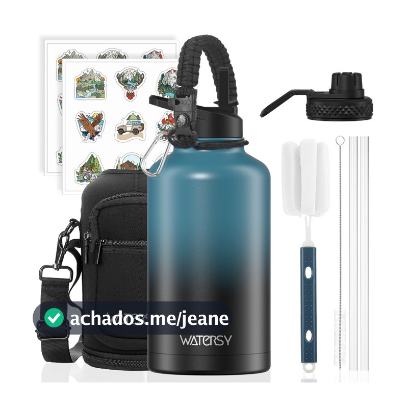 WATERSY Garrafa Termica De Agua Com Canudo E TampaGarrafa Térmica De Viagem Com Isolamento Academia