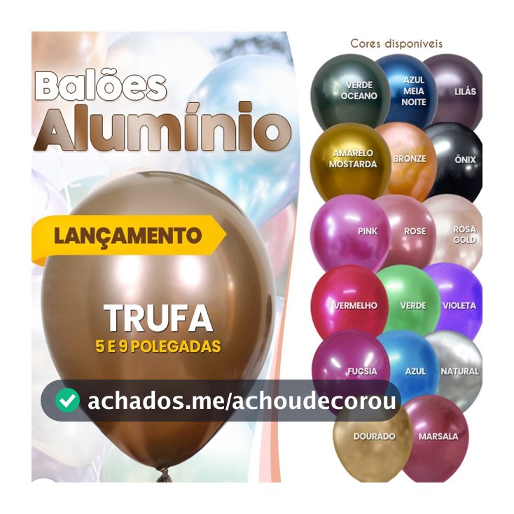Balão 5 Polegadas Metálico Aluminio 25 Unidades Látex