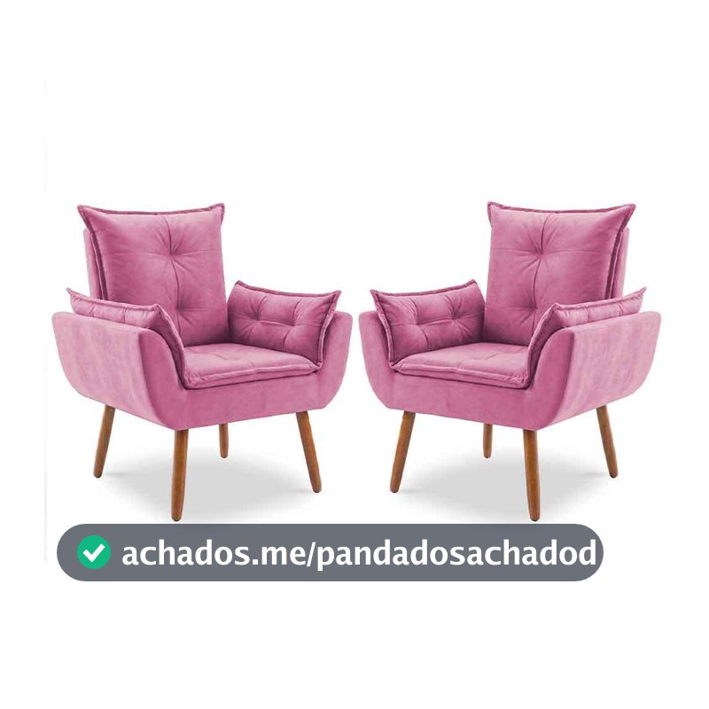 Kit 2 Poltrona Opalla decorativa Pés Palito Suede Varias Cores, Poltrona Para Amamentação