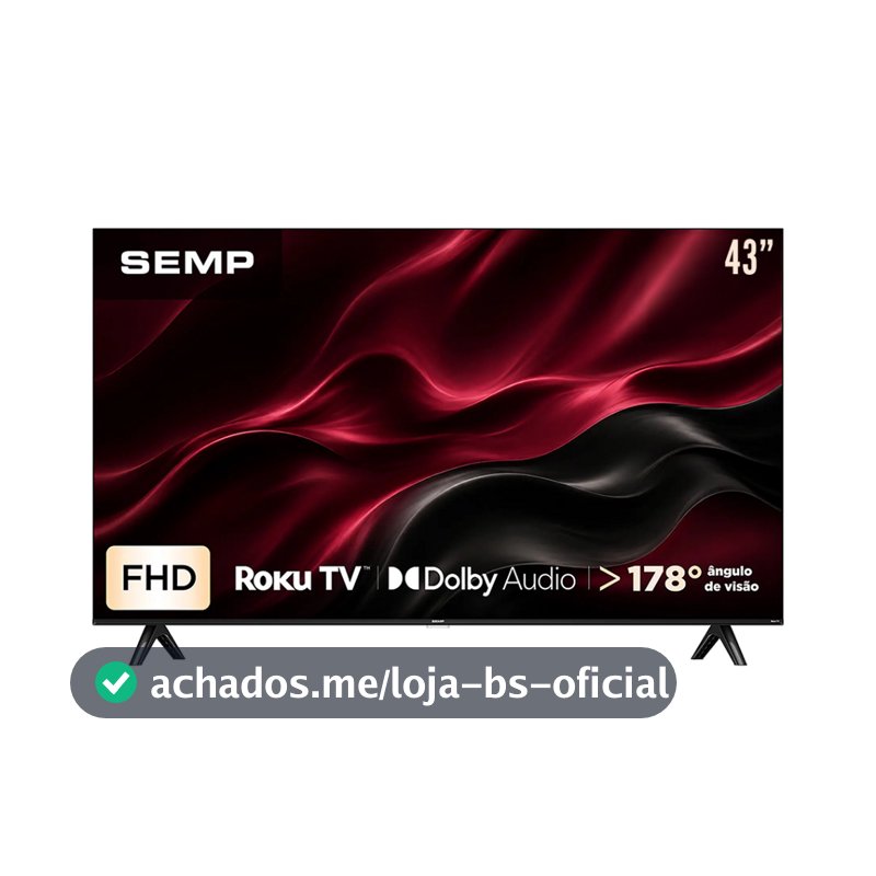 Smart TV Semp 43” 43S42R Full HD Roku TV Dolby Audio Wi-Fi