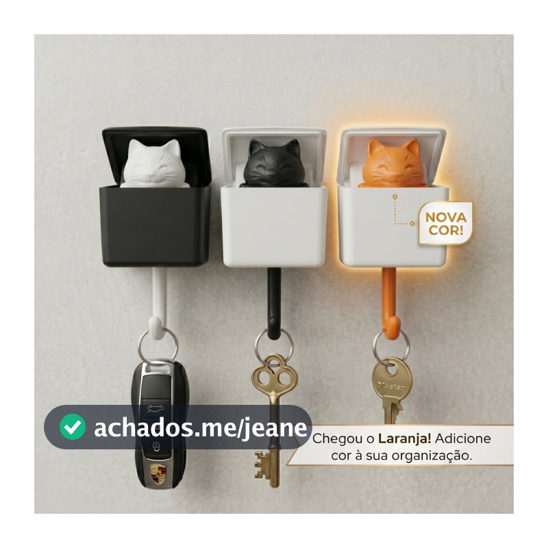 Porta-chaves de Gato Fofo Esconde-esconde | Gancho Adesivo de Gato para Chaves