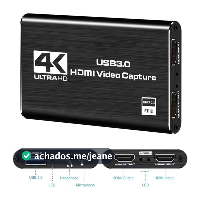 Placa Captura De Vídeo 4k 1080p 60fps Full HD HDMI USB 3.0