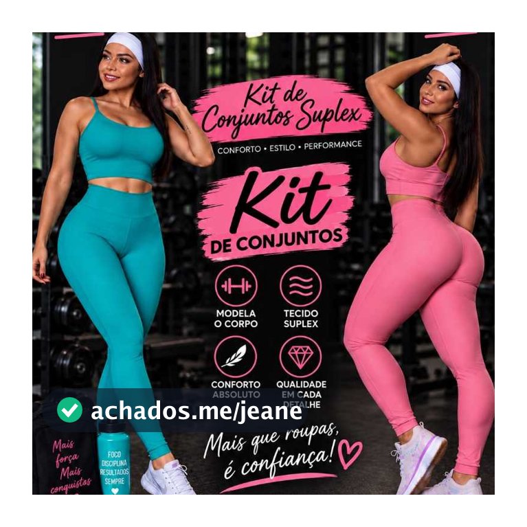 kit 2 Conjunto Academia Feminino Fitness Top con bojo  + Calça Legging Suplex cintura Alta Compressão