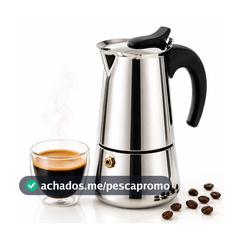 Cafeteira Italiana Inox Premium Expressa Fogão Gás e Elétrico 4 Xicaras 200ml 6 Xicaras 300ml 9 Xicaras 450 ml