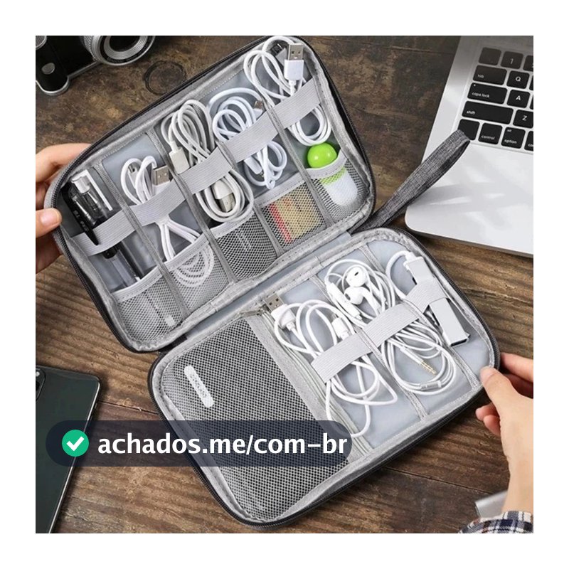 Bolsa Organizadora de Cabos e Eletrônicos Multifuncional e Portátil