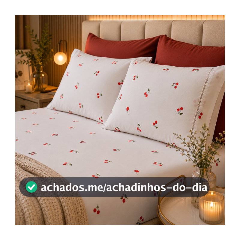 Jogo de Lençol Casal Queen King Solteiro 200 Fios Algodão Estampado Macio