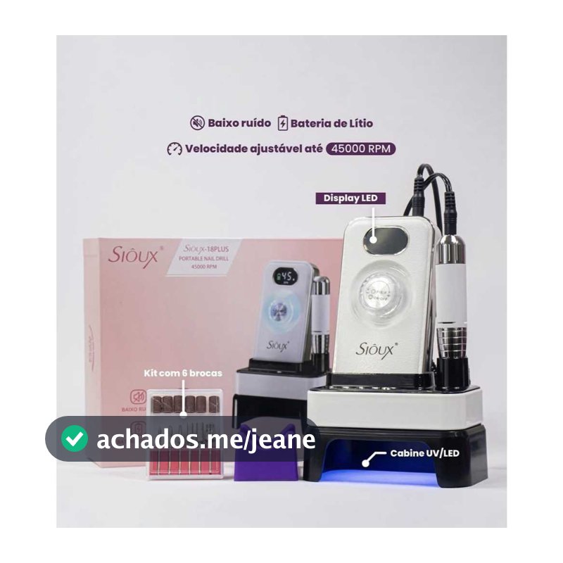 MOTOR PORTATIL SIOUX-18 PLUS 45000RPM C/MINI CABINE SIOUX LIXADEIRA