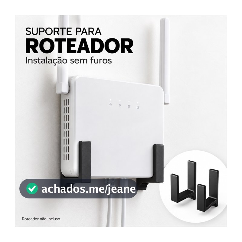 Suporte Para Roteador Modem Wi-Fi Parede Sem Furo Fita 3M Universal Organizador de Cabos Casa Escritório 4 cm e 5 cm