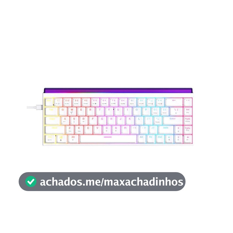 Teclado Mecânico Gamer AJAZZ NK68, RGB, Switch Red, Keycaps PBT, Hotswap, Branco - AJAZZ-NK68-W1-OEM-WH-R