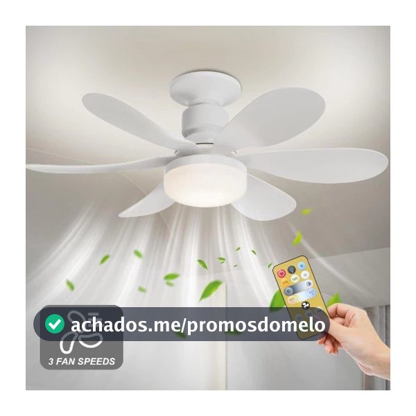 Ventilador De Teto Wind Light Silent Ponente Controle Remoto Lâmpada Led Silenciosa