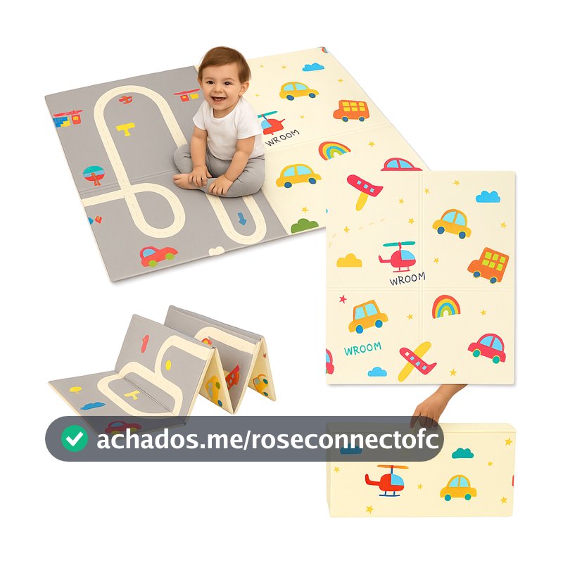 Tapete Infantil de Atividades Dupla Face 180x120cm Tatame Emborrachado Dobravel Educativel