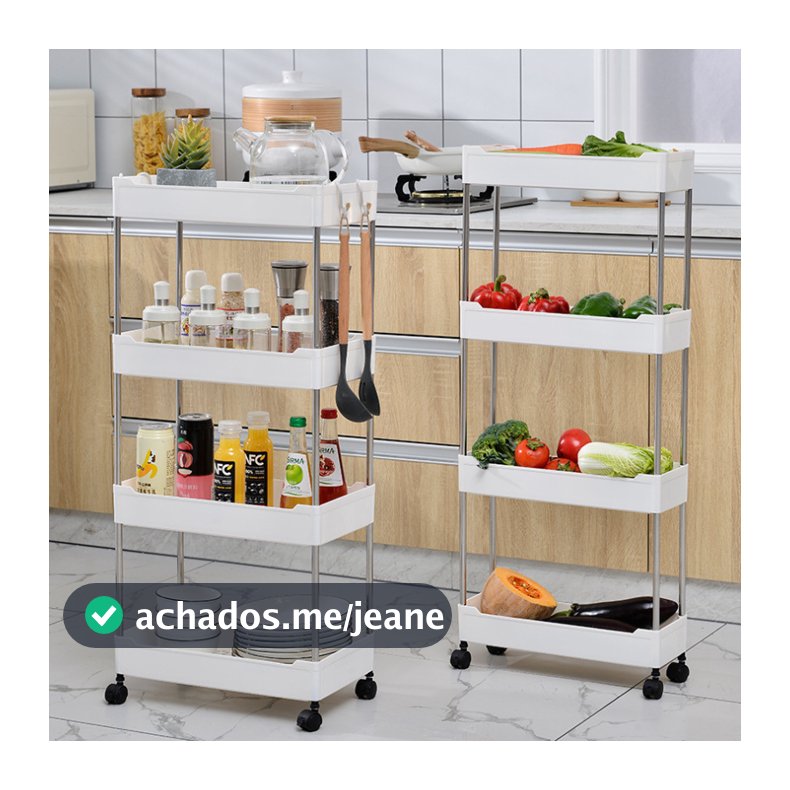 Organizador Móvel de 4 Níveis Multifuncional Com Rodinhas