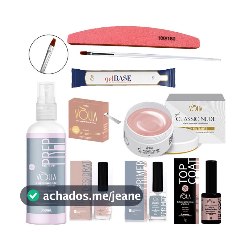 Kit Volia Gel Base Pink + Fibra + Brinde + Prep Lançamento
