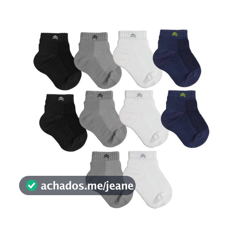 Kit 10 Pares Meia Infantil Baby Up 02025 Algodão Cano Médio Unissex