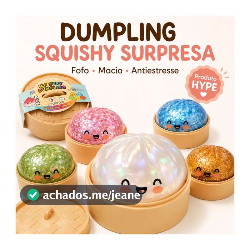 Squishy Bolinho Baozi Glitter Caixa Misteriosa Brinquedo Antiestresse Sensorial Kawaii Presente Criativo Fidget