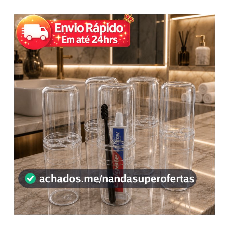 Porta Escova de Dentes Acrilico REFORÇADO Com Tampa