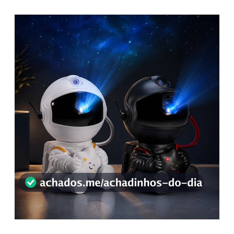 Mini Projetor Astronauta Galáxia Luz Noturna Estrela LED Decoração Quarto Infantil USB Rotação 360°