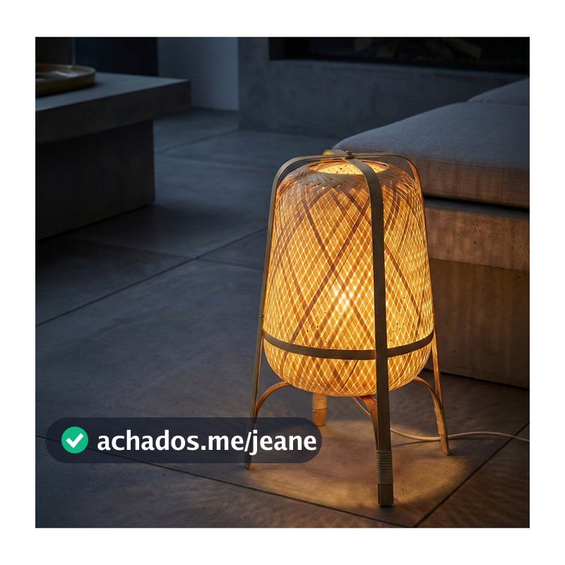 Luminária de Chão em Bambu Natural Artesanal 40cm para Decoração de Sala Abajur de Mesa Piso