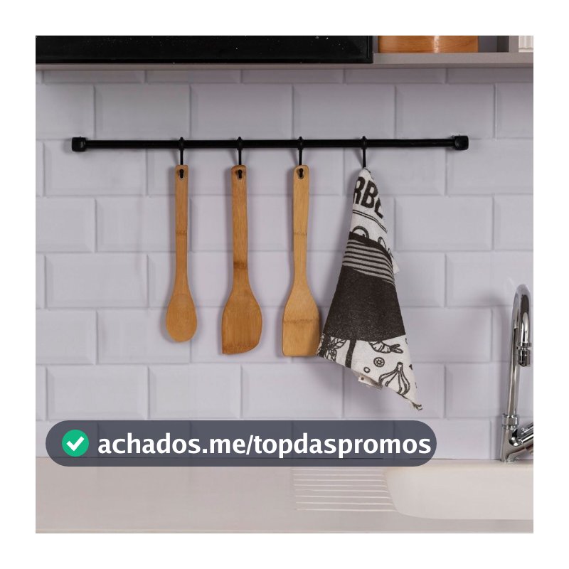 Barra Organizadora de Utensílios de Cozinha 60 cm – Suporte com 4 Ganchos