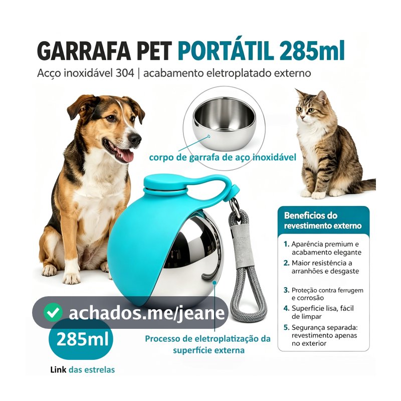 285ml Garrafa de Água Esférica Pets Portátil Antivazamento para Passeio com Gatos e Cães