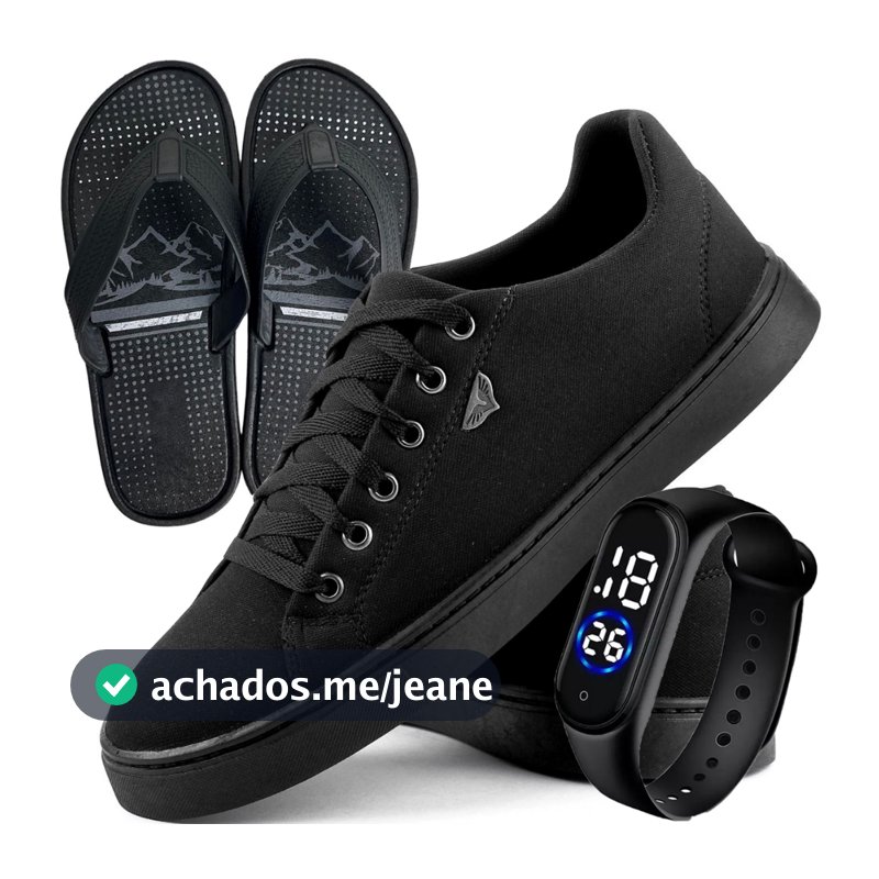 Kit Tênis Sapatênis Masculino Casual + Chinelo E Smartwatch