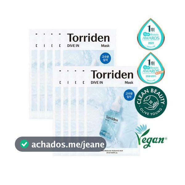 Máscara De Ácido Hialurônico Torriden Dive-In Low Molecule Folha 10ea