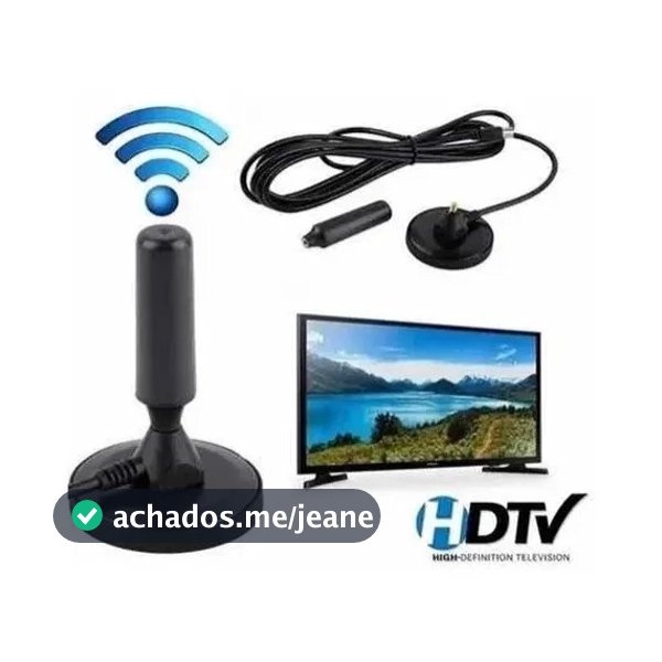 Antena Digital Amplificada Interna e Externa 1.5-5 Metros Base Imã Prova d'água 4DBI HDTV/UHF/VHF