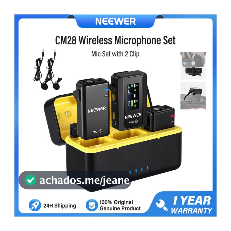 Neewer CM28 Lavalier Sem Fio Profissional Com Estojo De Carregamento