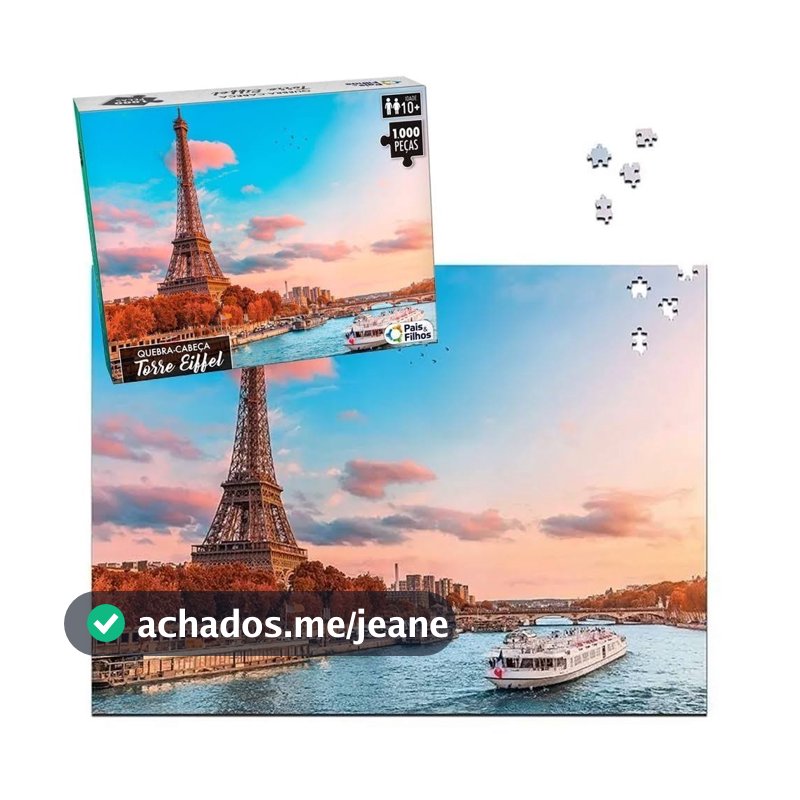 Quebra Cabeça 1000 Peças Premium Torre Eiffel Pais e Filhos Puzzle Jogo de Montar