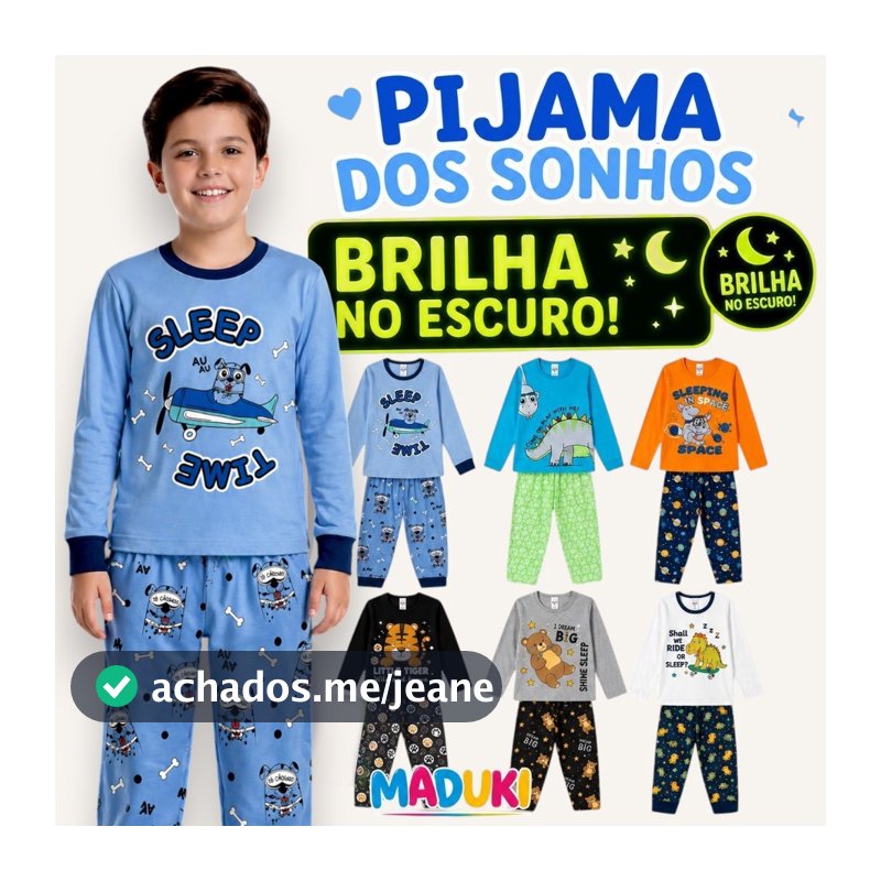 4 Peças Pijama Infantil Masculino Inverno Manga Longa