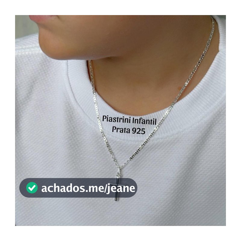 Corrente Piastrine Prata 925 Infantil + Pingente Cruz Antialérgico Masculino