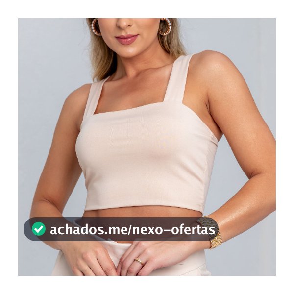 Cropped Nude Bege Alça Grossa Suplex