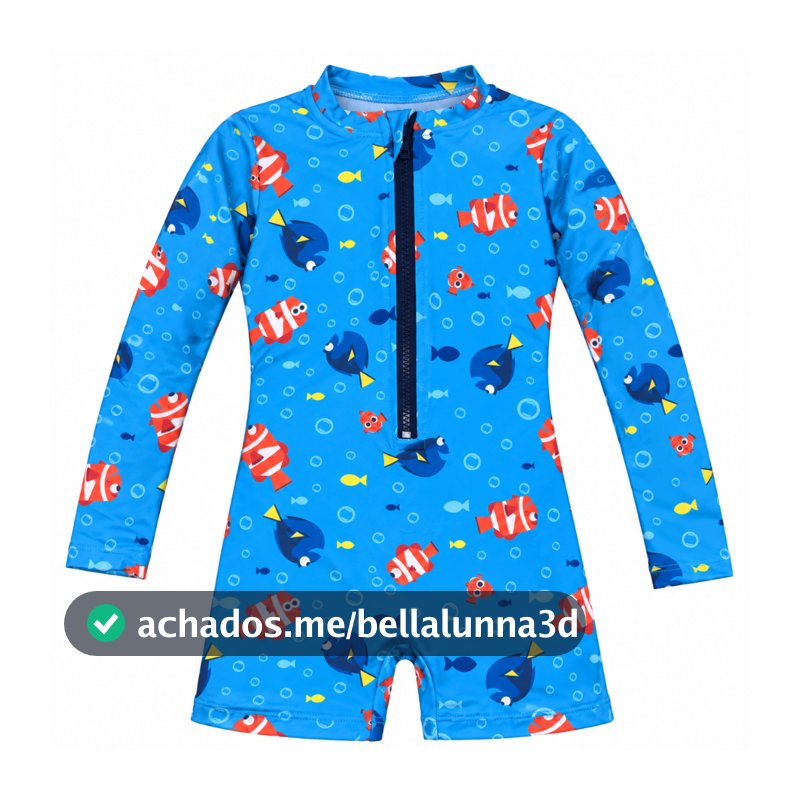 Macaquinho Infantil Masculino UV 50+ Estampado com Zíper (Praia-Piscina-Verão)
