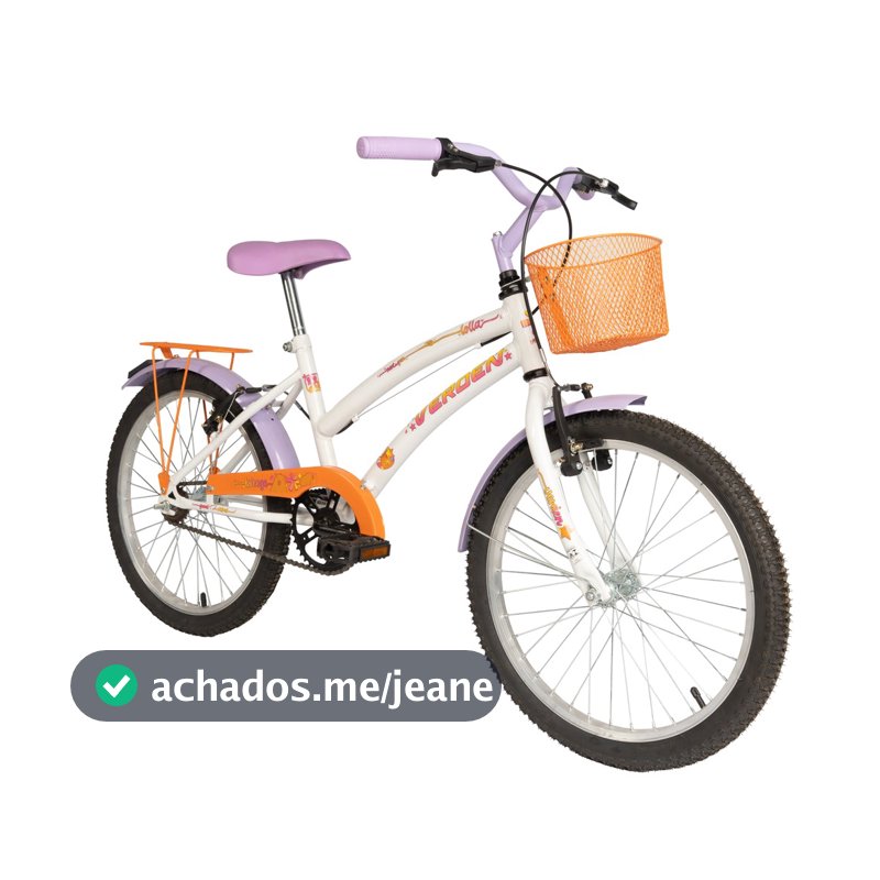 Bicicleta Infantil Aro 20 Lolla Branca Verden Bikes com Cestinha