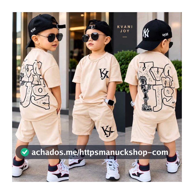 Conjunto Infantil Masculino De Verão - Camisa + Bermuda - Tamanho 2 Ao 12 Anos