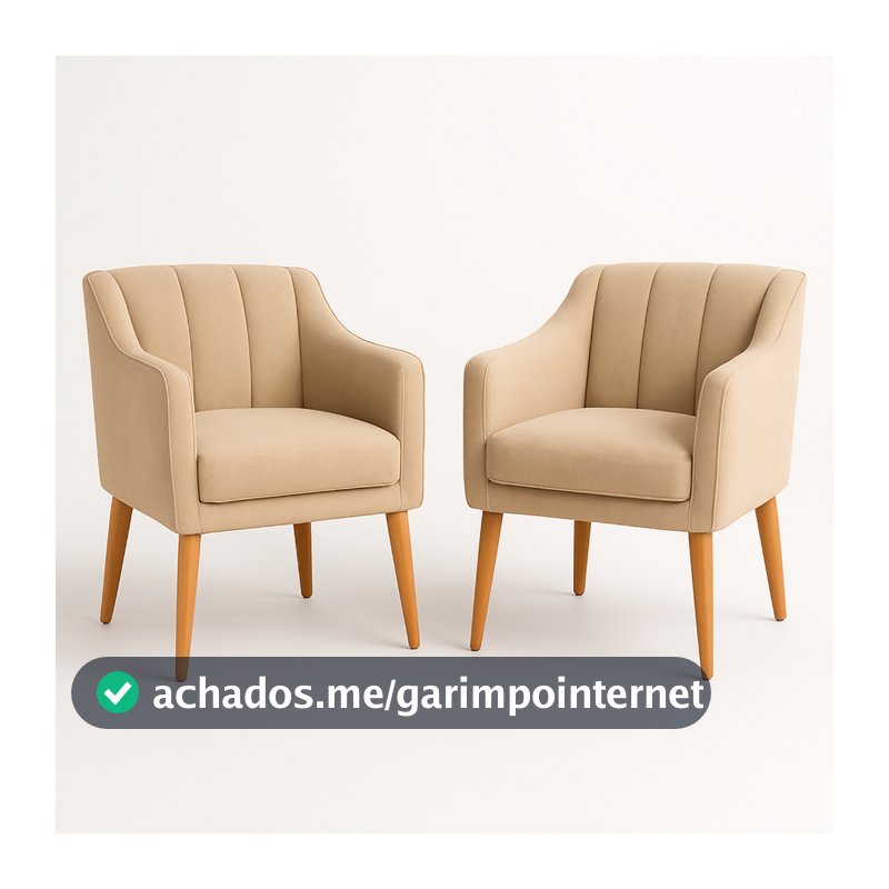 Kit com 2 Cadeiras Poltrona para Sala Moderna e Confortável Mila Suede